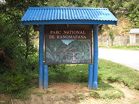 Semnul de intrare în Parcul Național Ranomafana