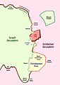 Carte montrant Jérusalem (entre 1948 et 1967).