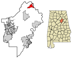 Location of Steele in St. Clair County, Alabama.