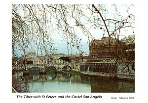 English: The River Tiber in winter with St Pet...