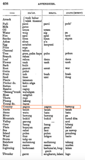 Translation of the word "Bawang" as recorded by Spencer St. John in 1862. Translation of the word "Bawang" in Lun Bawang language.png