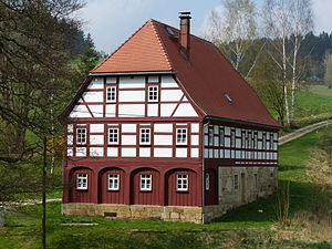 Blick auf die Saupsdorfer Hütte