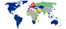 Carte du monde colorée selon les exigences en matière de visa pour les citoyens du Liechtenstein