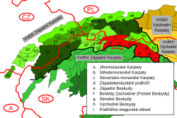 Az Északi-Tátraalja elhelyezkedése a Külső-Északnyugati-Kárpátokban