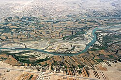 Helmand River and the town of Grishk