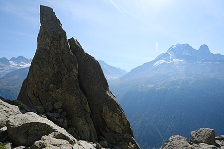 Die Aiguillette d’Argentière mit Aiguille du Midi des Grands im Hintergrund.