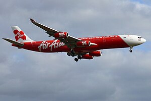 English: Air Asia X Airbus A340-300 (9M-XAB) a...