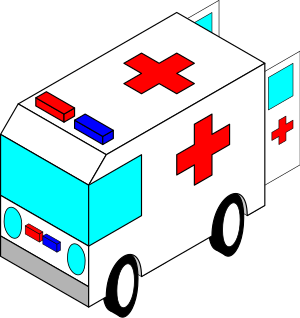 English: cartoon version of an ambulance