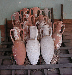 Amphorae on display in Bodrum Castle, Turkey