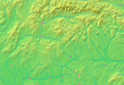 Detva markerat på en karta över regionen Banská Bystrica