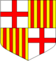 Stemma di Barcellona: inquartato, d'argento alla croce di rosso, e d'oro a quattro pali di rosso