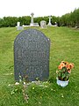 John Betjeman's grave with inscription on slate in Cornwall