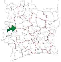 Location in Ivory Coast. Biancouma Department has had these boundaries since 2012.