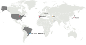 Mapa das cidades candidatas dos Jogos Olímpicos de Verão de 2016