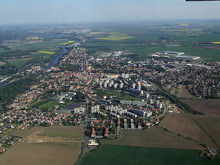 Vue aérienne de la ville.