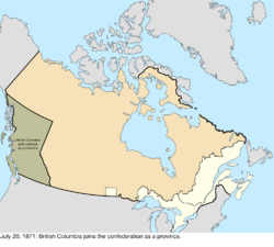 Map of the change to Canada on July 20, 1871