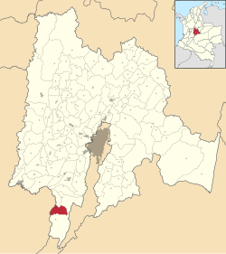 Location of the municipality and town inside Cundinamarca Department of Colombia