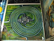 Tibetan conception of four rivers dividing the world into quadrants Cosmological Diagram. Aluvihara, Sri Lanka 0475.jpg