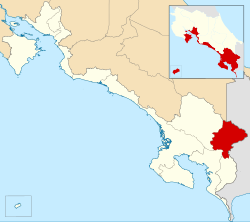 Location of Coto Brus Canton in Puntarenas Province