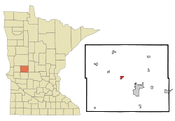 加菲爾德在道格拉斯縣及明尼蘇達州的位置（以紅色標示）