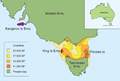 April 25: Geographic distribution of emu taxa and historic shoreline reconstructions around Tasmania.