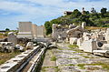 The archeological site with the clock tower on the far right.