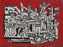 Fernand Leger - Grand parade with red background, mosaic 1958 (designed 1953). National Gallery of Victoria (NGV), Australia Fernand Leger - Grand parade with red background (mosaic) 1958 made.jpg