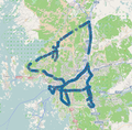 Each marker represents one uploaded image from the helicopter tour over Gothenburg. Zoomable version.