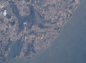 Gardner on April 15, 2020, taken from the International Space Station. Gardner Swamp Wildlife Area is above and to the left of the center.