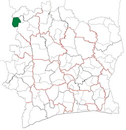 Location in Ivory Coast. Gbéléban Department has retained the same boundaries since its creation in 2012.