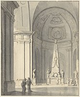 Grote overwelfde zaal met een grafmonument (1757), collectie Rijksmuseum Amsterdam