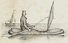 Diagram showing the Halkett Boat Cloak in use as a boat