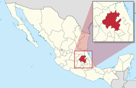 Localización de Hidalgo en México