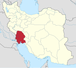 Khuzestans läge i Iran