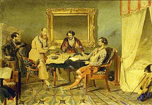 Forray Iván társaival keleti utazása előtt, Joseph Heicke festménye