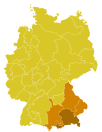 Kirkeprovinsen München-Freising, med erkebispedømmet fremhevet