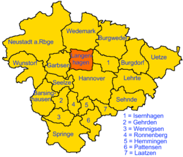 Langenhagens beliggenhed i Region Hannover