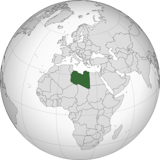 Location of Libya (dark green) in northern Africa