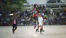 Australian football match at Linkbelt Oval in Nauru, where Australian football is the national sport Linkbelt1999-Finalspiel.jpg