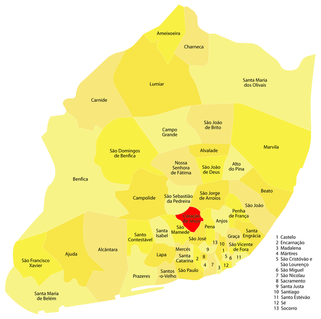 Localização no concelho de Lisboa