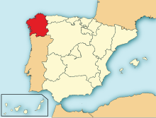 Location of Galicia in Spain