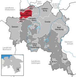 Läget för kommunen Lutter am Barenberge i Landkreis Goslar