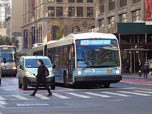 A bus on the M23 route in New York City