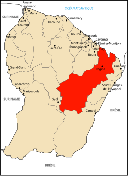 Localização de Régina na Guiana Francesa