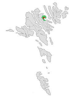富格拉菲厄泽市镇在法罗群岛的位置（绿色和红色部分）
