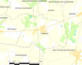 Mapa obce Chaneins
