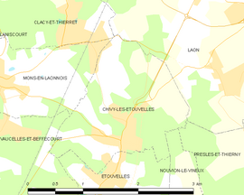 Mapa obce Chivy-lès-Étouvelles