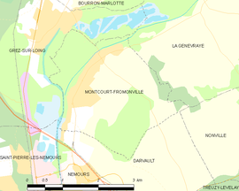 Mapa obce Montcourt-Fromonville