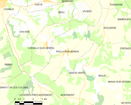 Mapa obce Poilly-sur-Serein