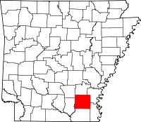 Округ Дру на мапі штату Арканзас highlighting